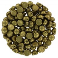 Czech 2-hole Cabochon Perlen 6mm Alabaster Metallic Olivine